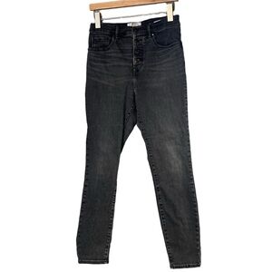 Everlane High Rise Authentic Stretch Button Fly Faded Black Slim Jeans 30 W 27 L